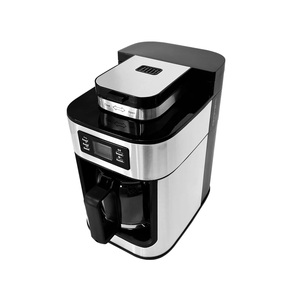 2024 New Arrival Fully Automatic Coffee Machine Multifunctional Stainless Steel Drip Coffee Makers with Bean Grinder for Office
