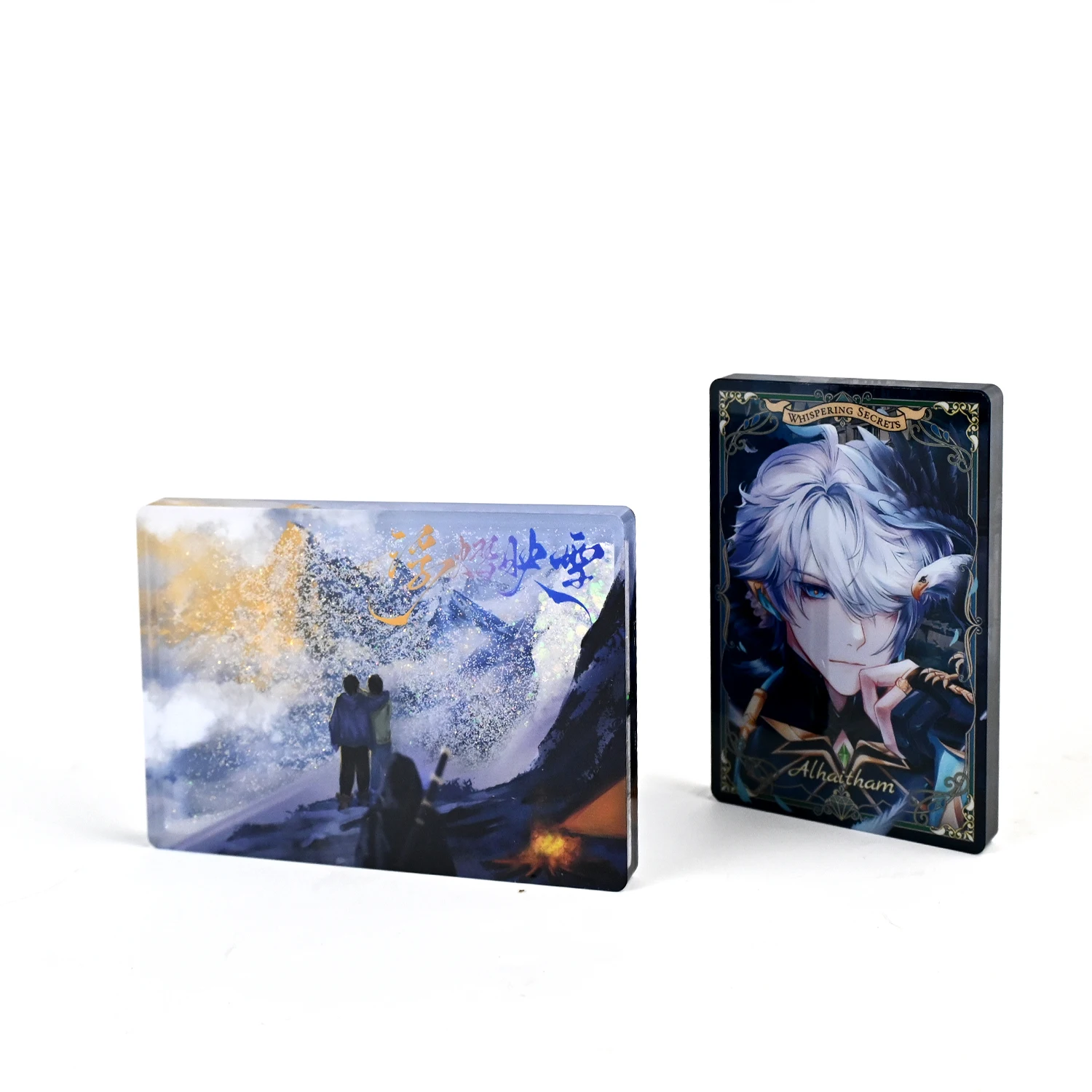 Custom Acrylic quicksand Standee  Cartoon Figure Acrylic  Creative Floating Filled Liquid Boba Oil Star Sand Acrylic Block