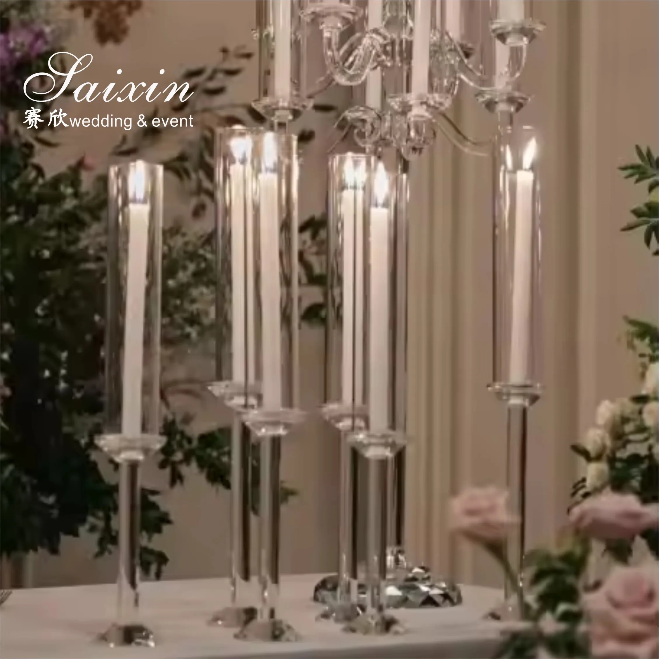 ZT-019 Simple Wedding Decoration Table Candlestick 3 Pcs Set Crystal Candle Holder