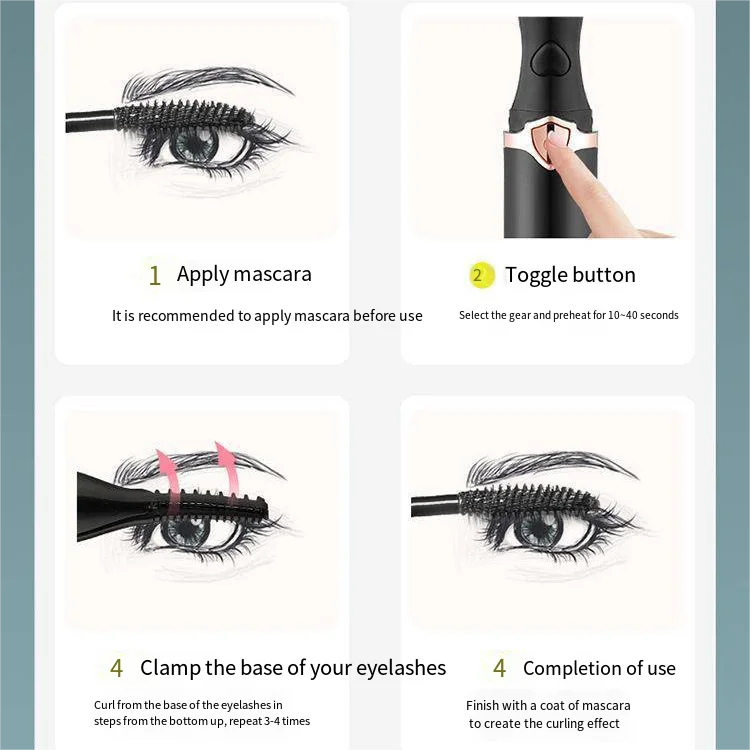 Long Lasting USB Rechargeable Electric Heating 2 in 1 Clip-Type Eyelash Curler Heated Eyelash Curler with Built-in Comb