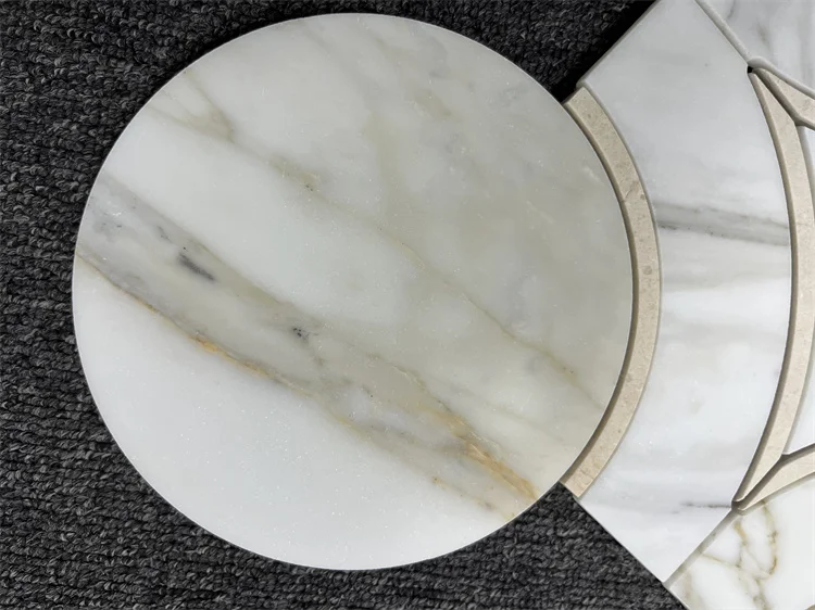 GOLDTOP Flooring 100% Natural Calacatta Gold Marble Mosaic Medallion Tiles For Hospitality Projects Floor Cover