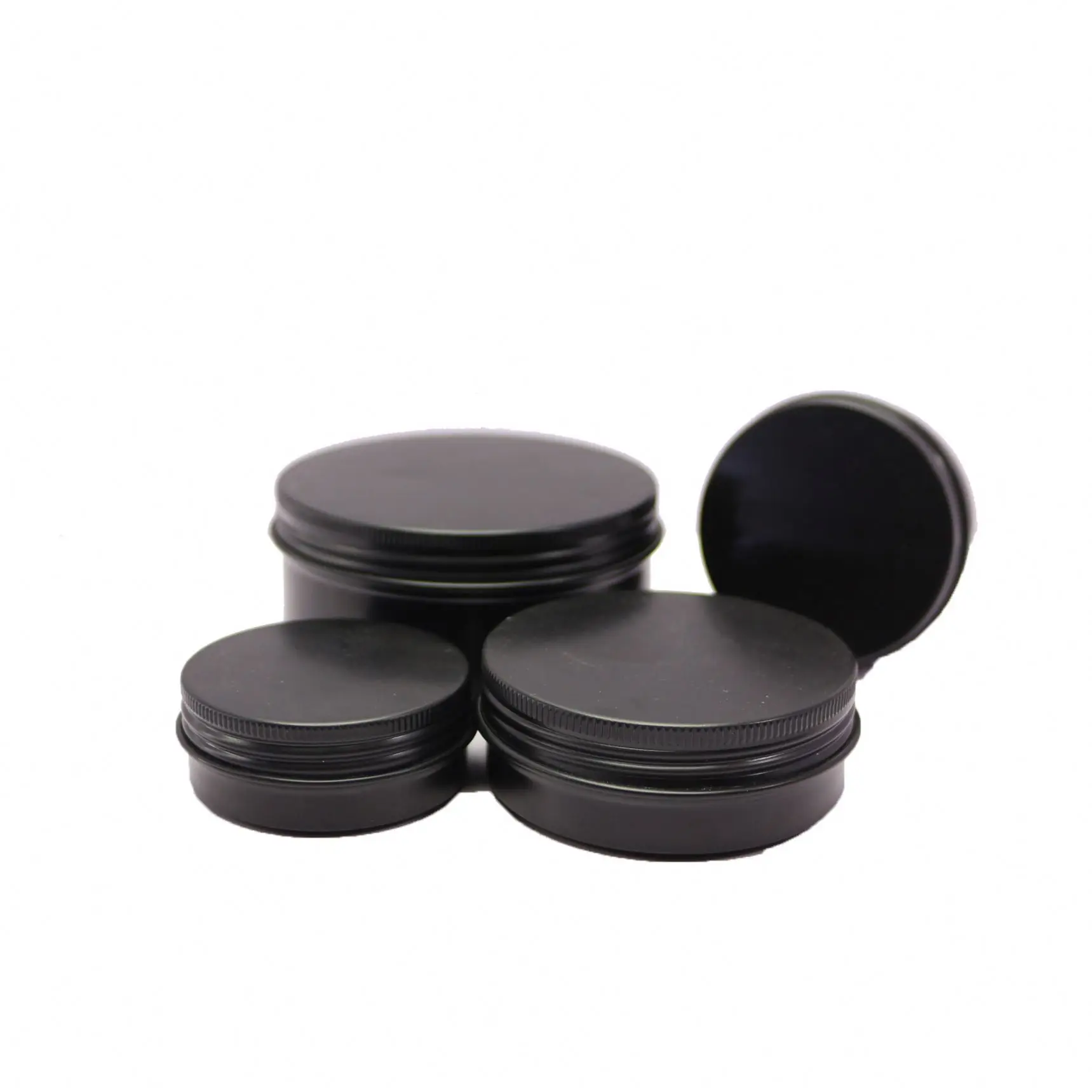 Custom empty metal tin can container screw top with silk screen cosmetic cream candle aluminum jar AJ24J