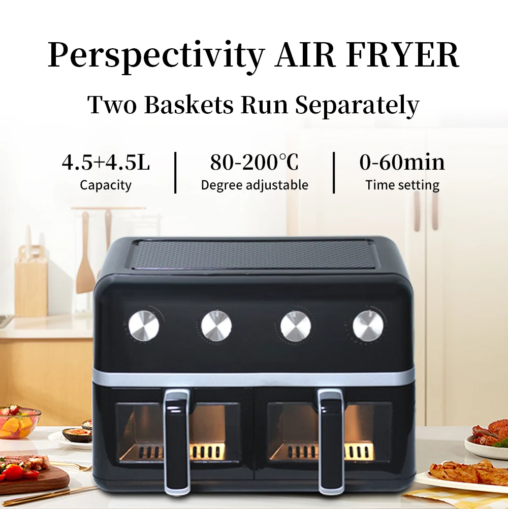 Junwei 9L home electric oven supplier household appliances Double airfryers friyer dual freidora de aire Air Fryer Oven