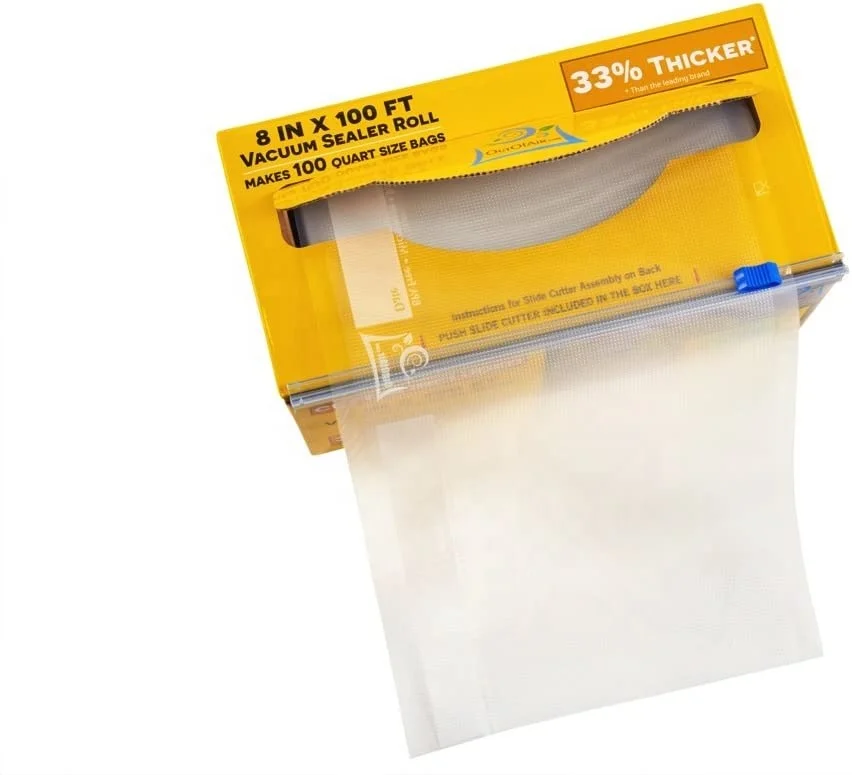 Vacuum Sealer Bag Roll Dispenser with Slide Cutter - Reusable & Large Bamboo Vacuum Bag Dispenser Fits Most 50 ft Food Saver Bag