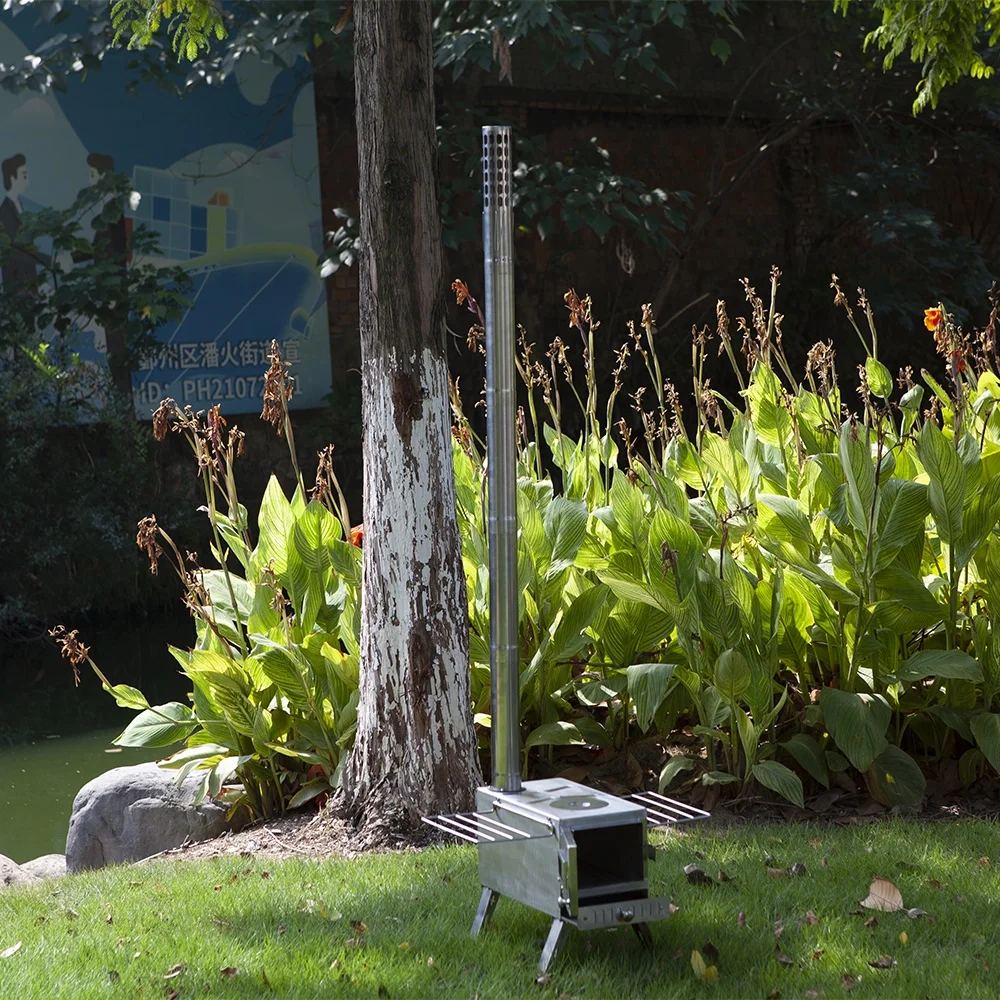 Outdoor Modern Design Multi-Purpose Ultra Light Folding Barbecue Heating Firewood Tent Stove for Camping Hiking