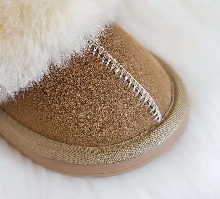 2024 new Winter flat slip on indoor furry slippers sequins fur cotton shoes children girls fuzzy plush house slippers