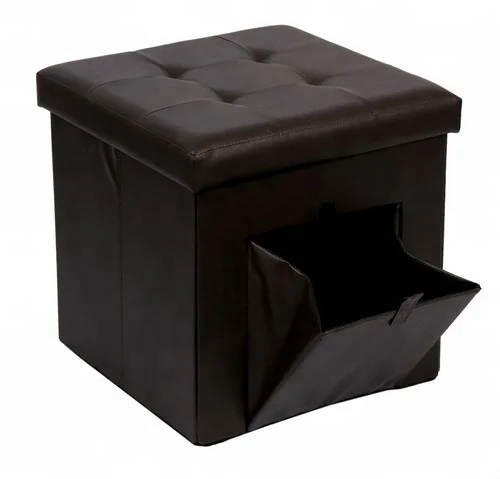 Bailey portable leather folding pouf storage footrest with 4 dots