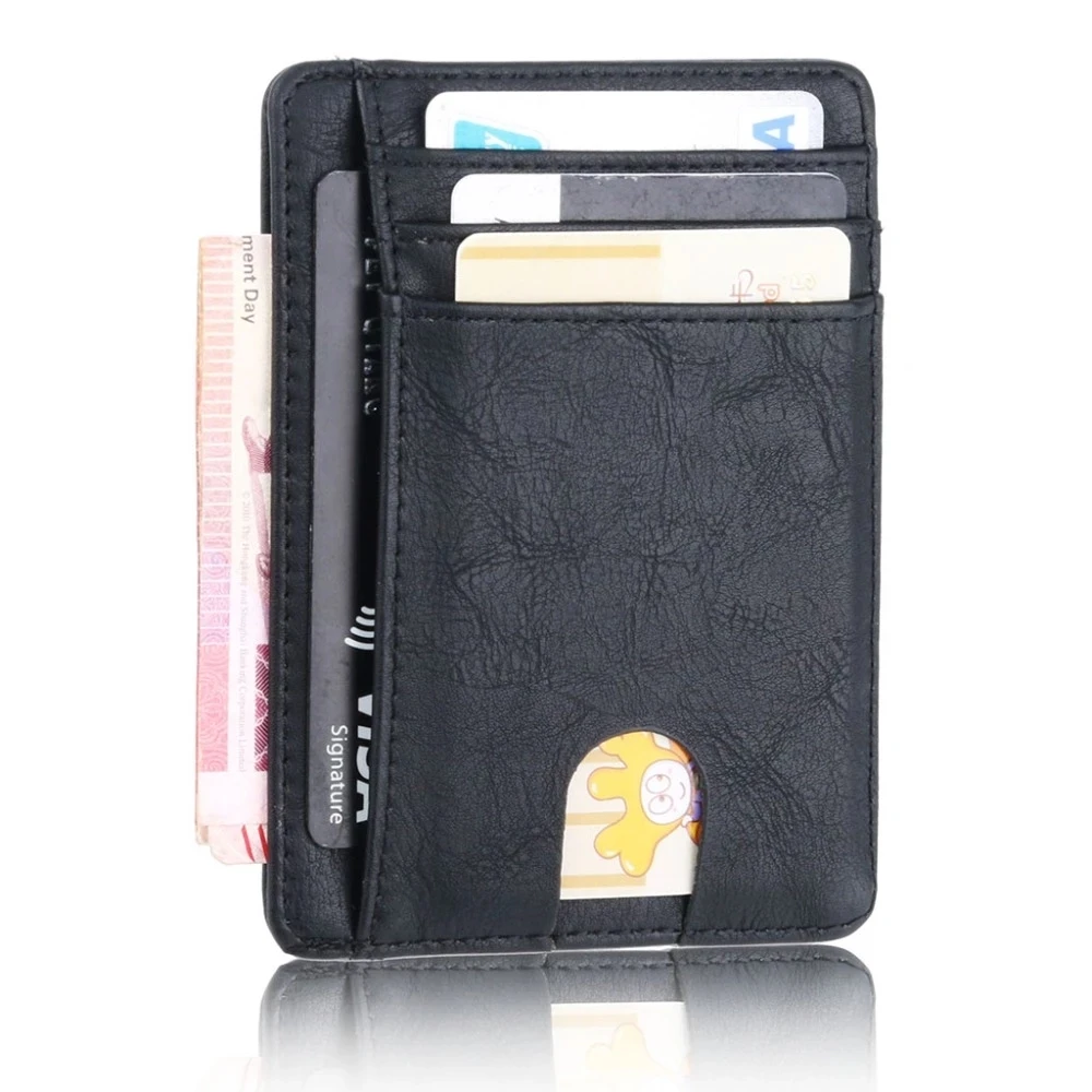Slim RFID Blocking Leather Wallet Credit ID Card Holder Purse Money Case for Men Women Fashion Bag Business Wallet