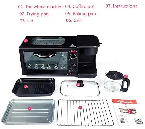  3 in 1 Easy Smart Ultimate Breakfast Maker Station with Coffee Toaster Oven