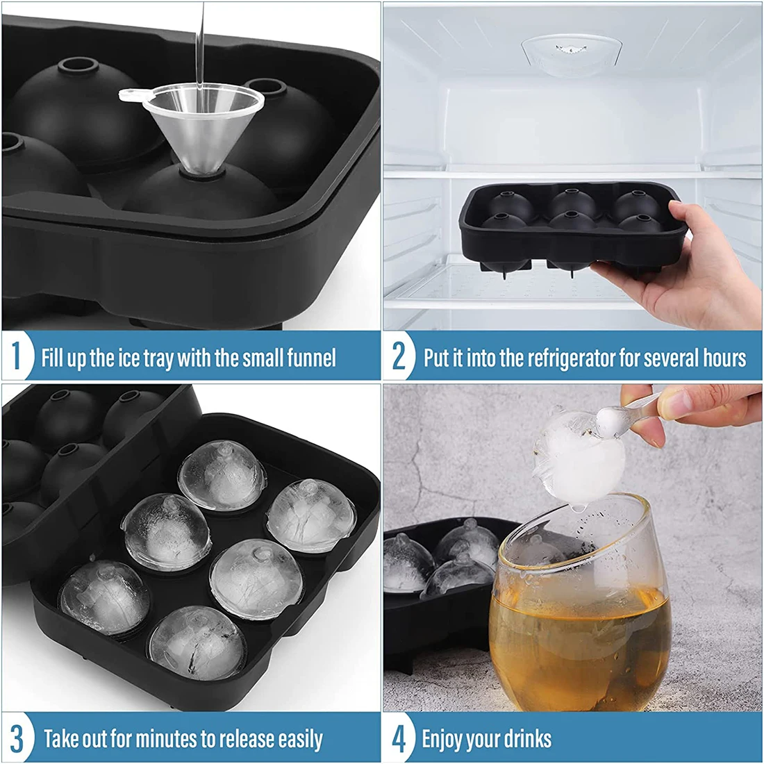 Wholesale Bpa Free Silicone Ice Cube Tray for Whiskey Ice Cream Mold Bar Ice Ball Mould with Lid