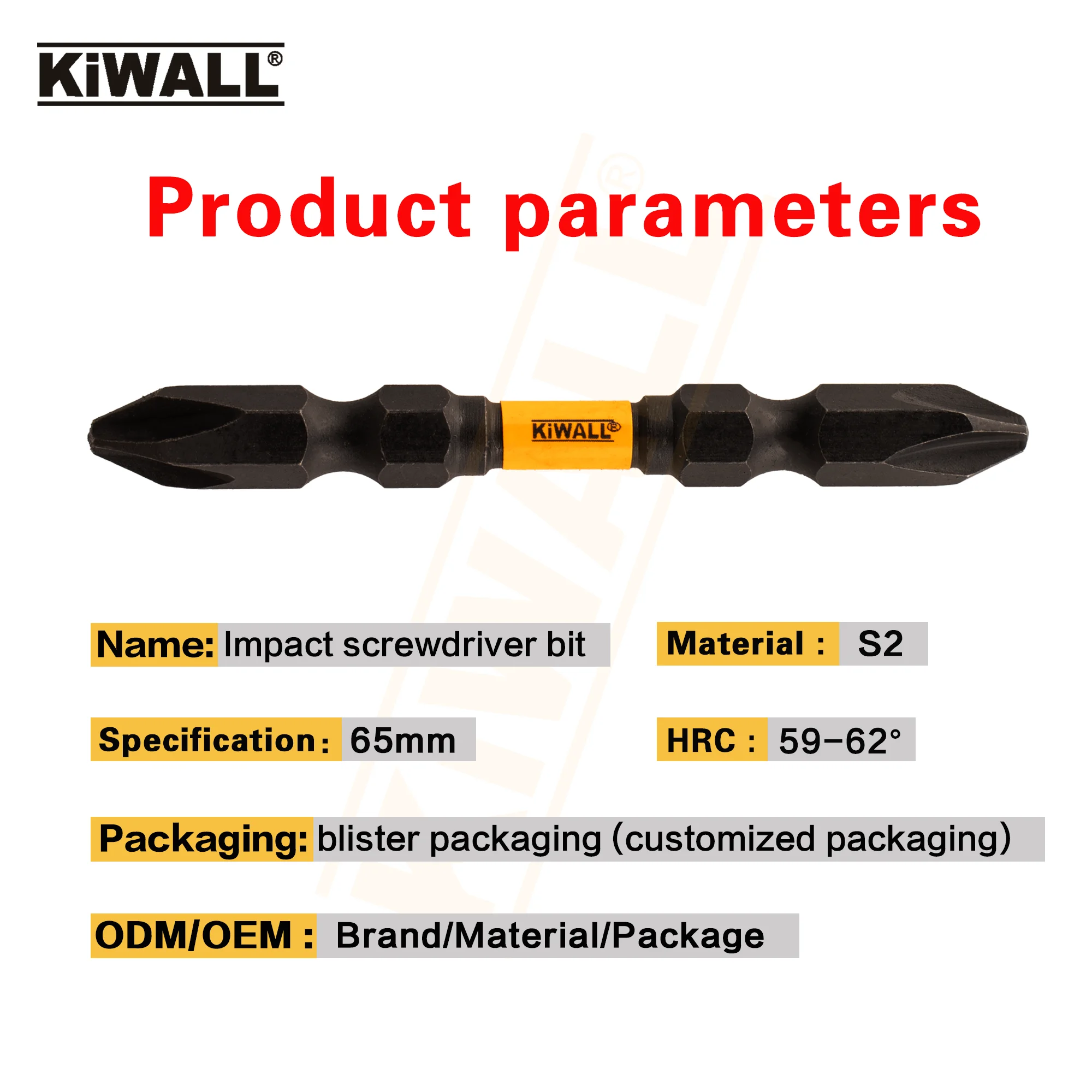 Impact Screw Driver bit PH2 Strong Magnetic Screw driver Bit set 1/4 Inch 65mm Hexagon Shank Driver S2 Screwdriver bit