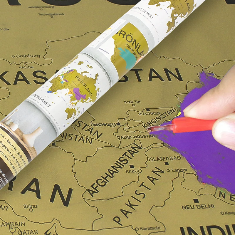 60*90 Decorative Art Wall Poster Scratch Off Travel Map Diy Map Scratch Painting