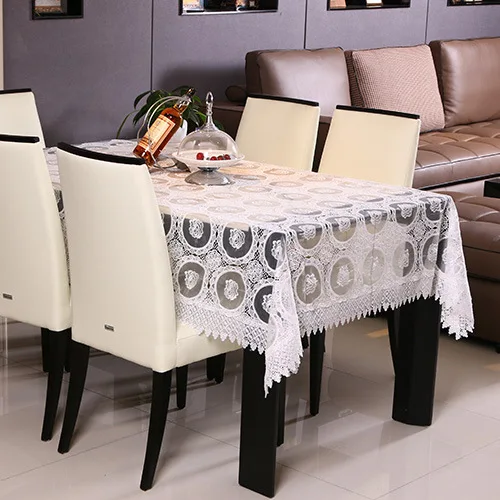 Wholesale Ivory Embroidered luxury Lace Table Cloth Elegant white table covers Wedding Lace Tablecloth