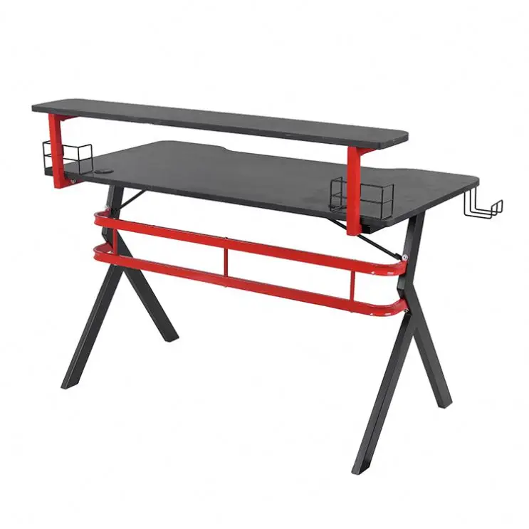 Wholesale Good Quality PC RGB Light Gaming Table Standing PC gaming Desk with Cup Holder and Earphone Holder