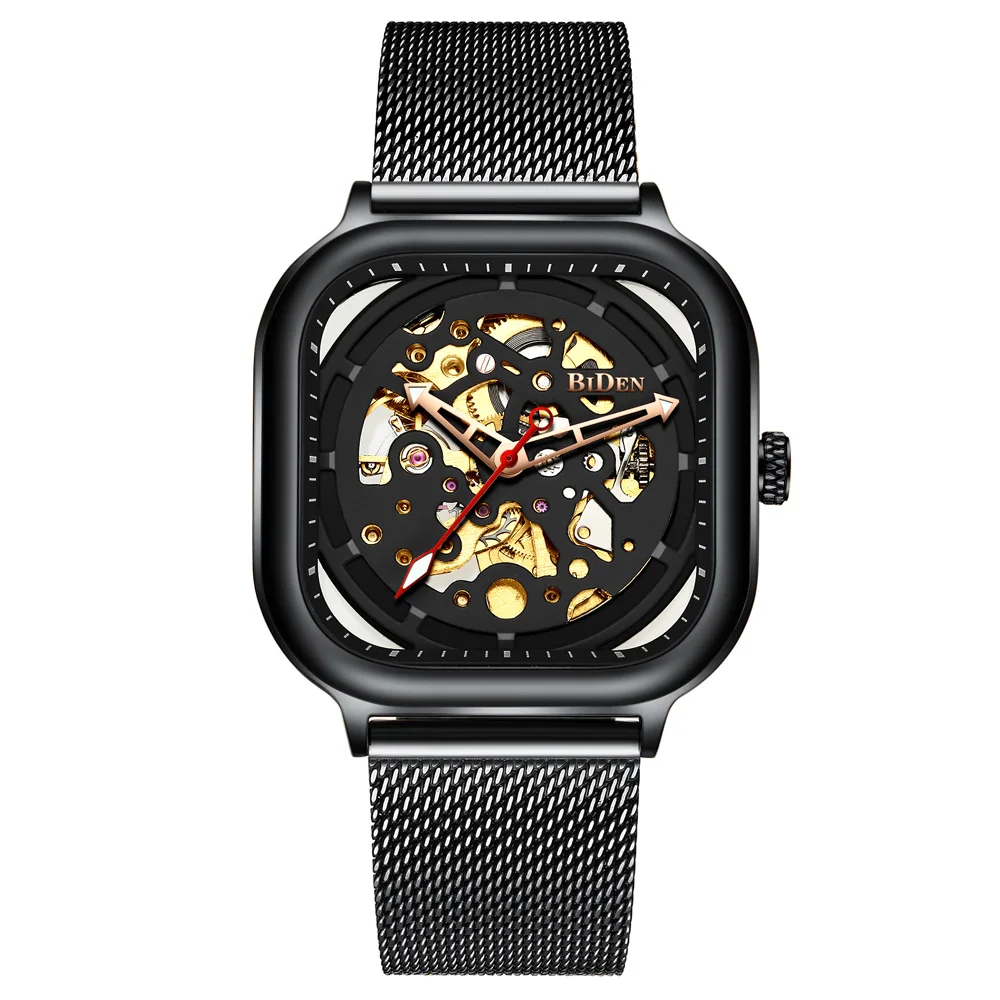 Top Brand Biden Square Luxury Mechanical Watches Men Luxury Brand Automatic Stainless Steel Fashion Clock Timepieces