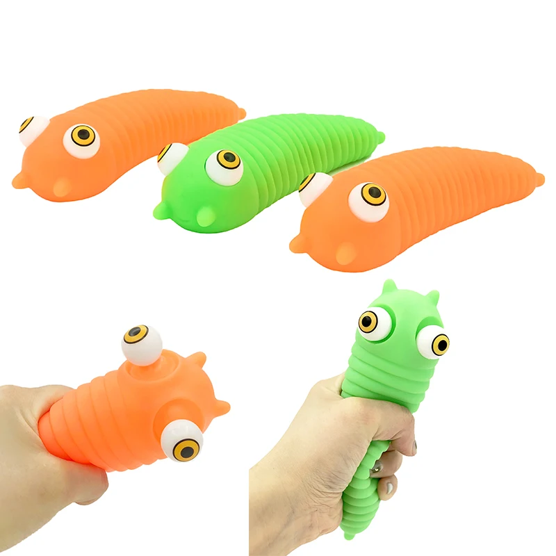 Custom Make Rubber Fun Squeeze Stress Relief Toys for Kids Birthday Party Favors Pop Out Eyes  Animals Fidget Slug Squeeze Toy