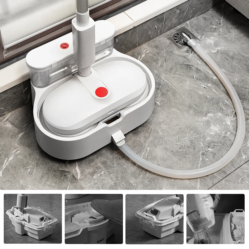 BOOMJOY microfibre Self wash Cleaning Head Replaceable Spin wet Mop Multifunction cordless Electric water Spray Mop