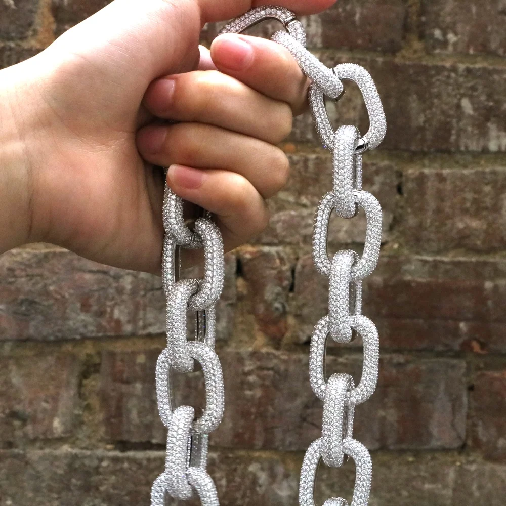 Heavy Duty Iced Out Cuban Link Chain Full Diamond Link Bracelet Chain Necklace 2 in 1