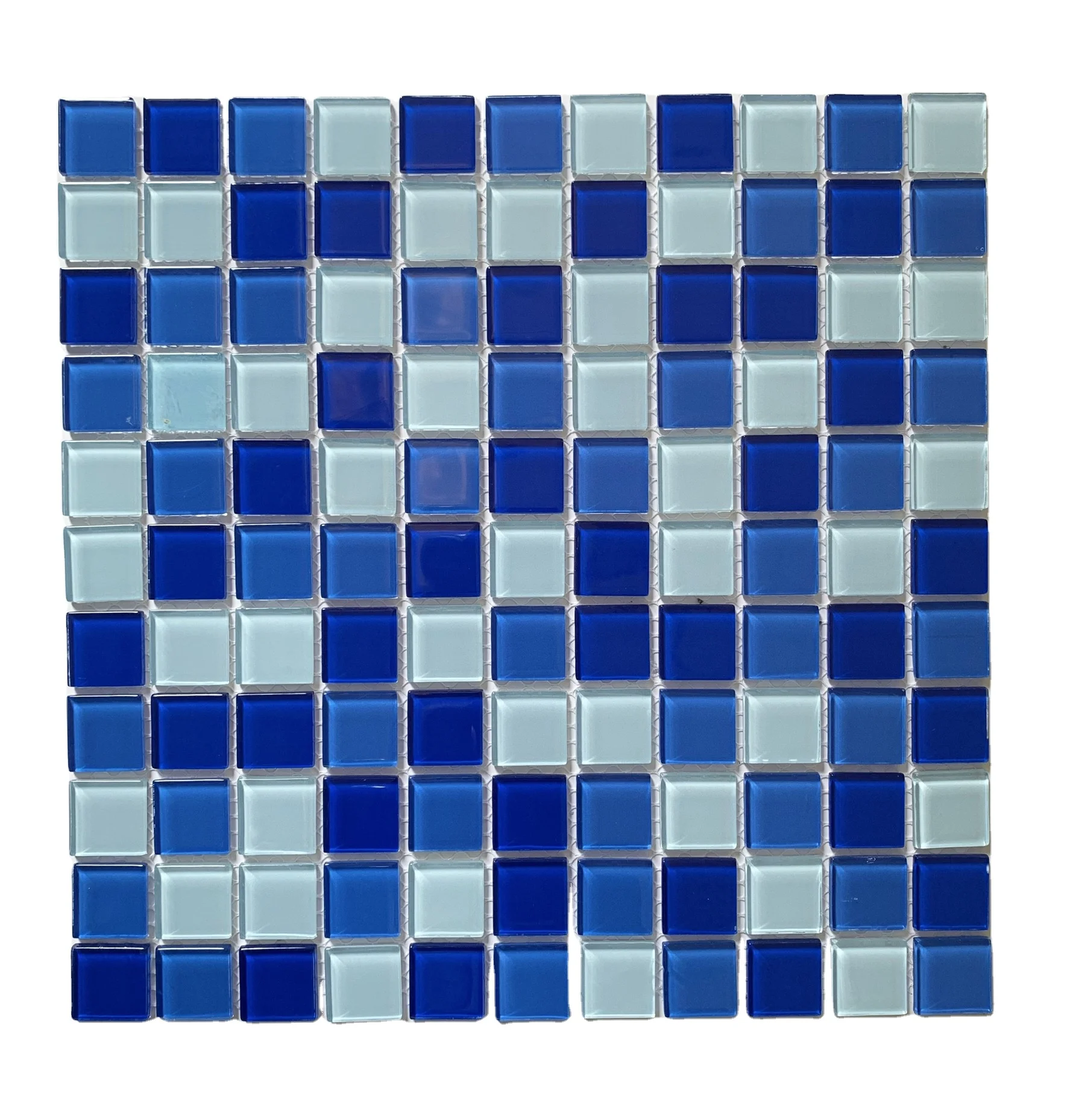Kasaro cobalt blue surface shining swimming pool tile glass mosaic glass mix marble mosaic tile for wall decoration