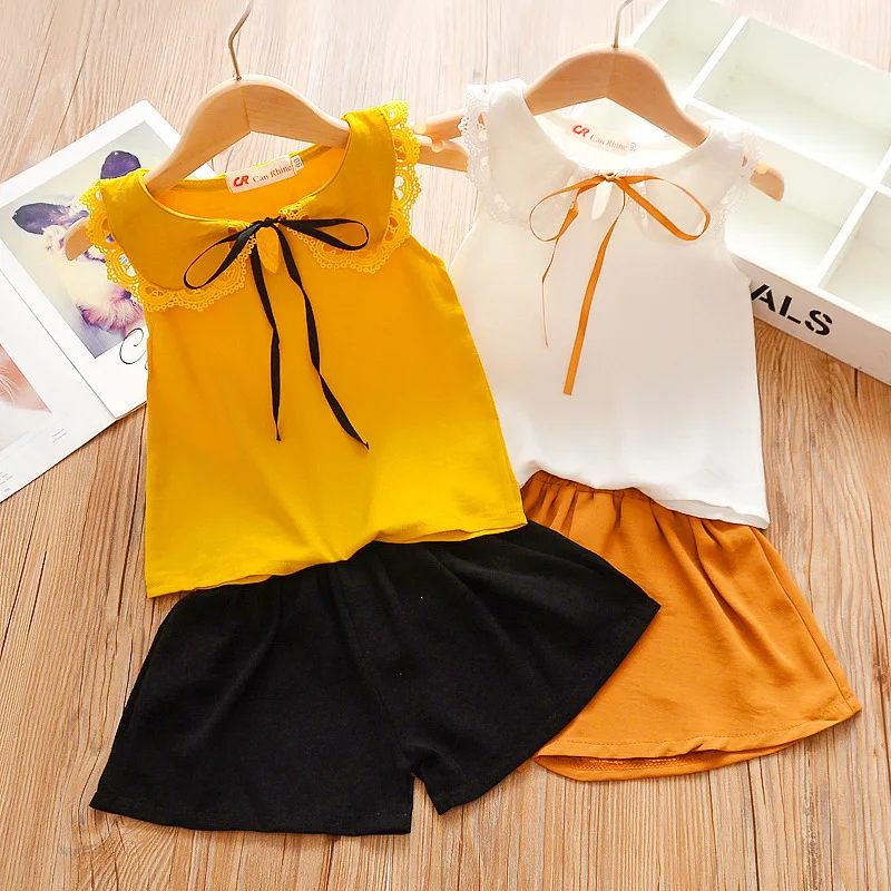 Girls Suits Summer Clothes New Korean Style Two-piece Set Little Girls Fashionable Summer Shorts