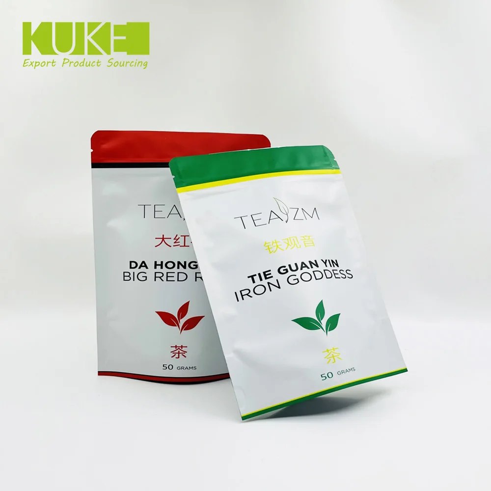 Custom resealable clear window herb powder stand up ziplock packing pouch spices seasoning packaging bag with label