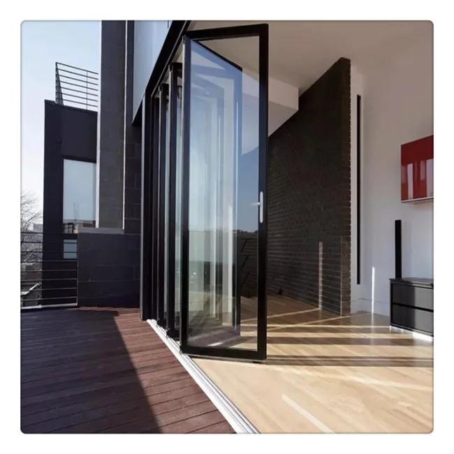 Оптовая продажа, звуконепроницаемый стеклянный профиль стандартного размера, алюминиевые складные двери, складные окна и двери, складной экран