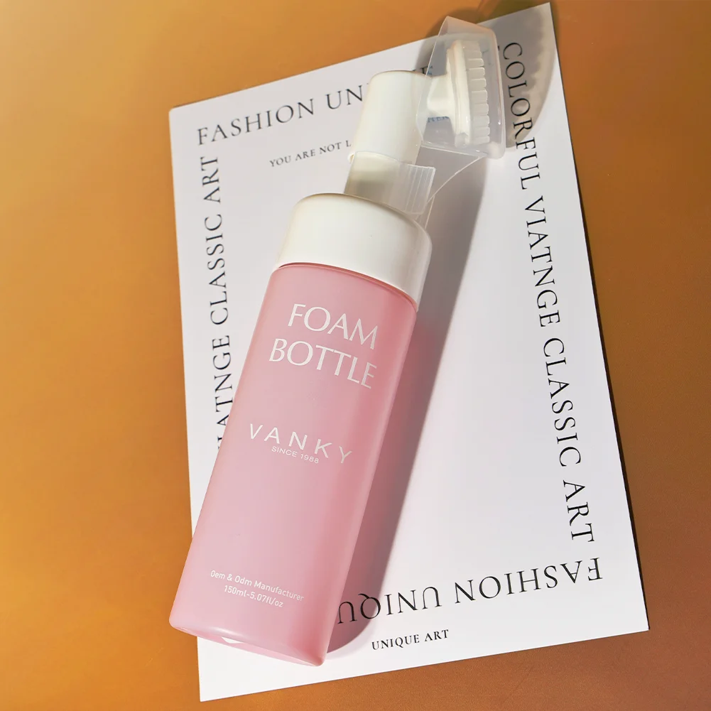 Wholesale Pump Cap 50ml 100ml 120ml 150ml 200ml 250ml Pet Plastic White Empty Foaming Bottle with Cleansing Brush