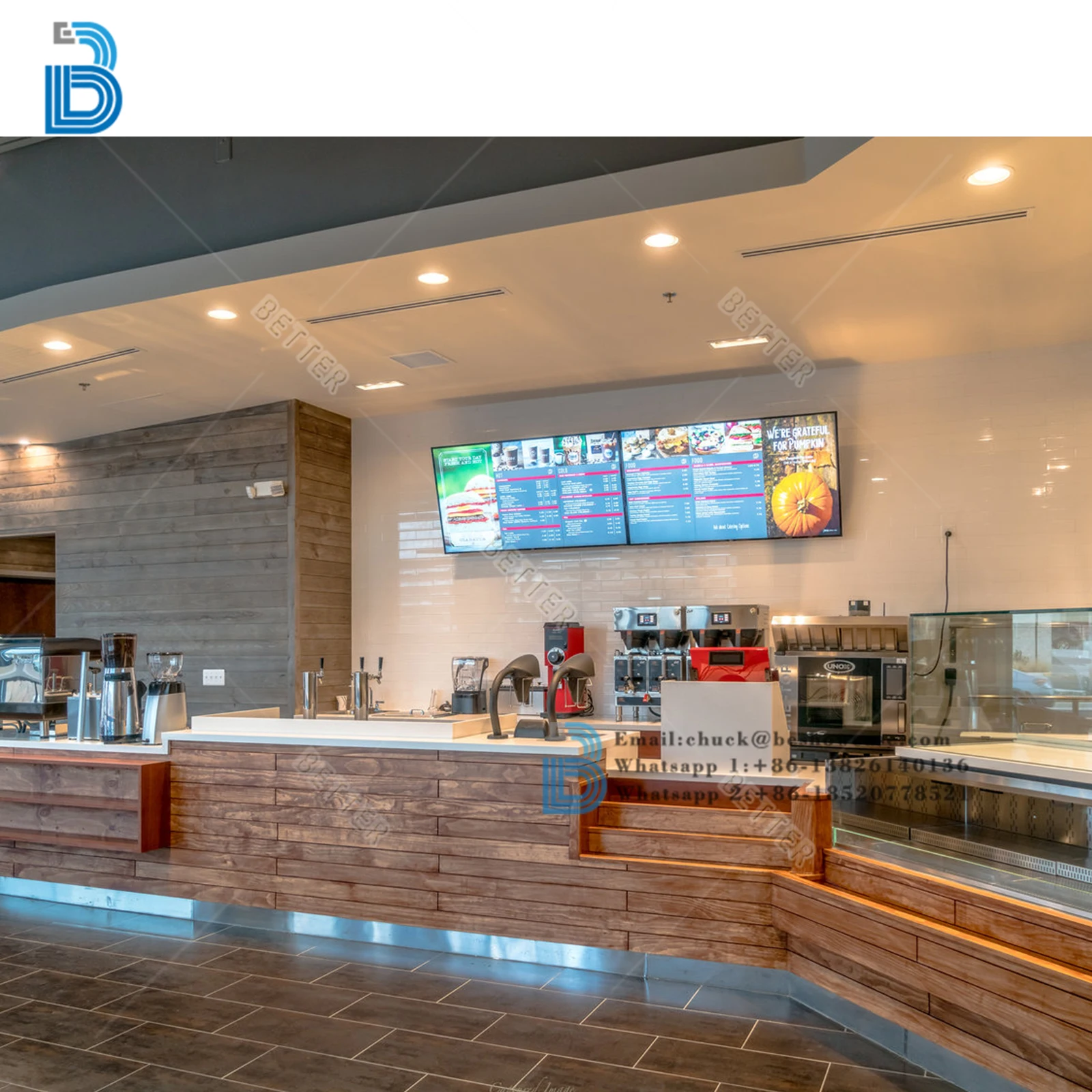 Coffee Counter Interior Design Display Furniture Bar Counter Wooden Cafe Shop Display Cabinets Customized Coffee Counter