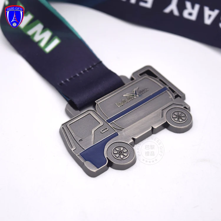 Fire truck shape medal car medal for fire men Indahwater custom funny car dye casting running sport medal