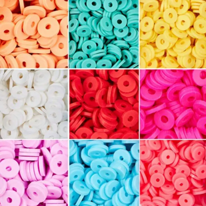 4500pcs 6mm Flat Round Polymer Clay Beads DIY Craft Kit with Pendant Clay Beads for Jewelry Making