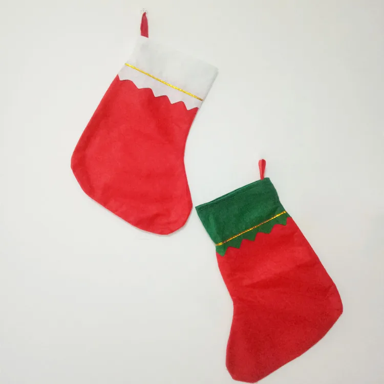 Wholesale non-woven felt Christmas Stocking Red Christmas Stocking hanging gift bag gold line Stocking Christmas decoration