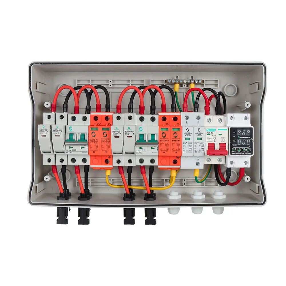 WSDB-PV2/2 Waterproof dustproof 2 in 2 out 2 string AC + DC solar pv array battery combiner box  for solar panel energy system