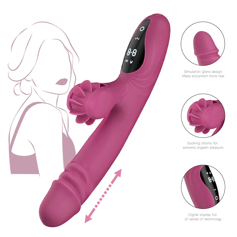 Hot Wheels USB-powered Adult Sex Toys Tongue-Licking Telescopic Vibrator Gun Silent Female G-Spot Masturbation Equipment
