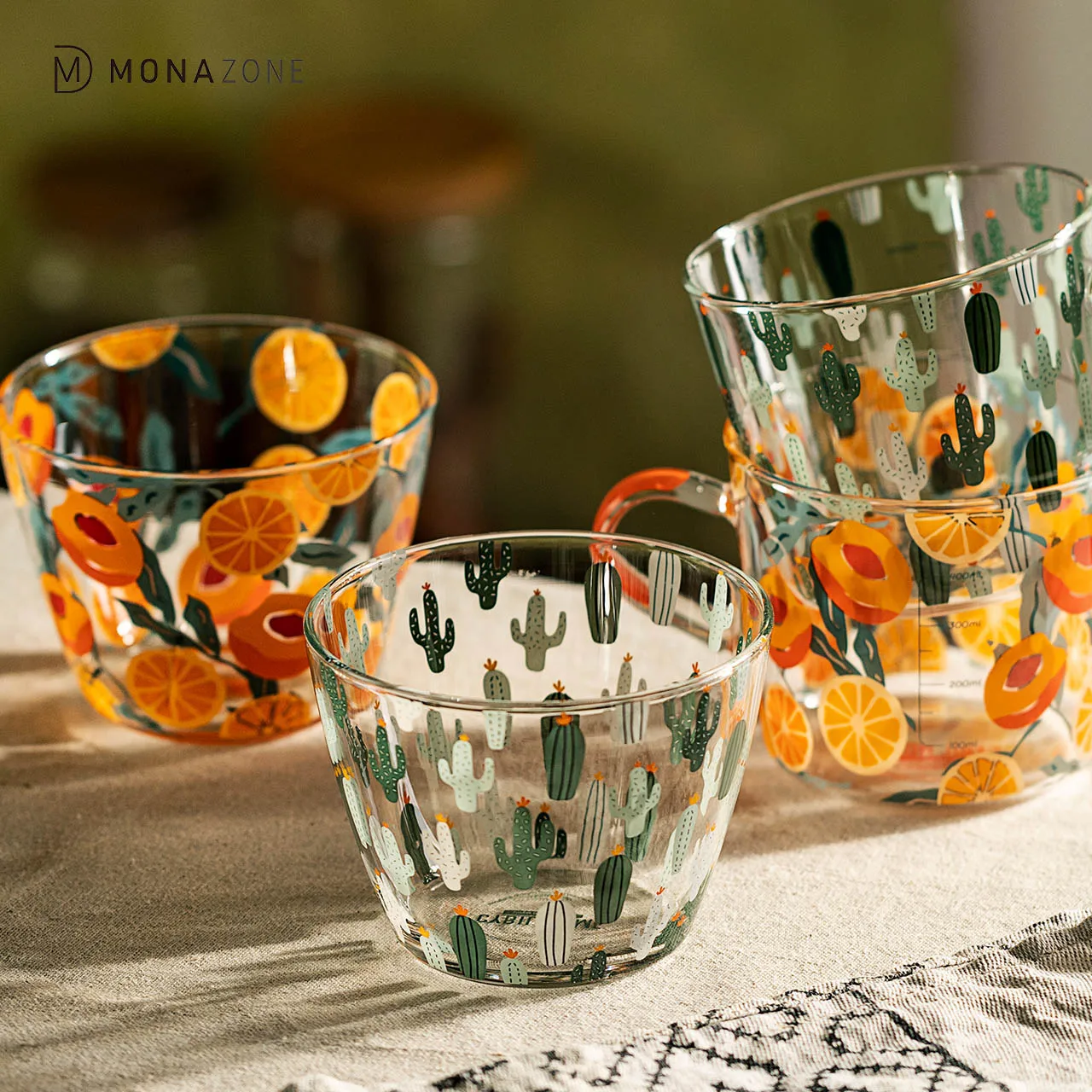 
MONAZONE Tea Milk Cups With Scale Coffee Mug Party Creative Drinkware Tumbler Glass Water Cups 