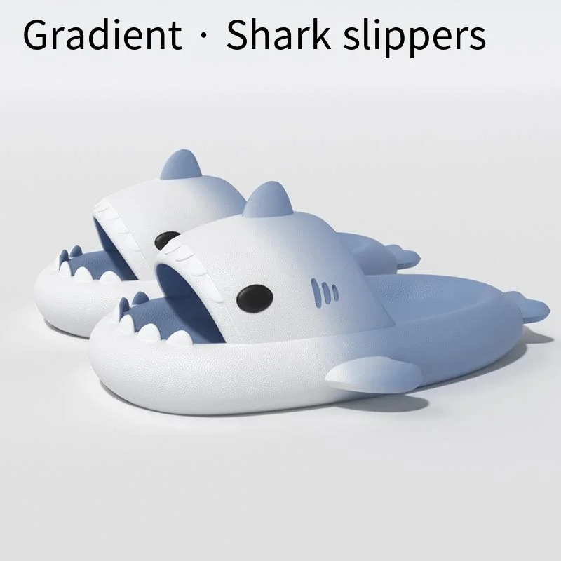 Gradient Shark Slippers Male Summer Indoor Home Bathroom Non slip Couple Shit Treading Feeling Male External Wear