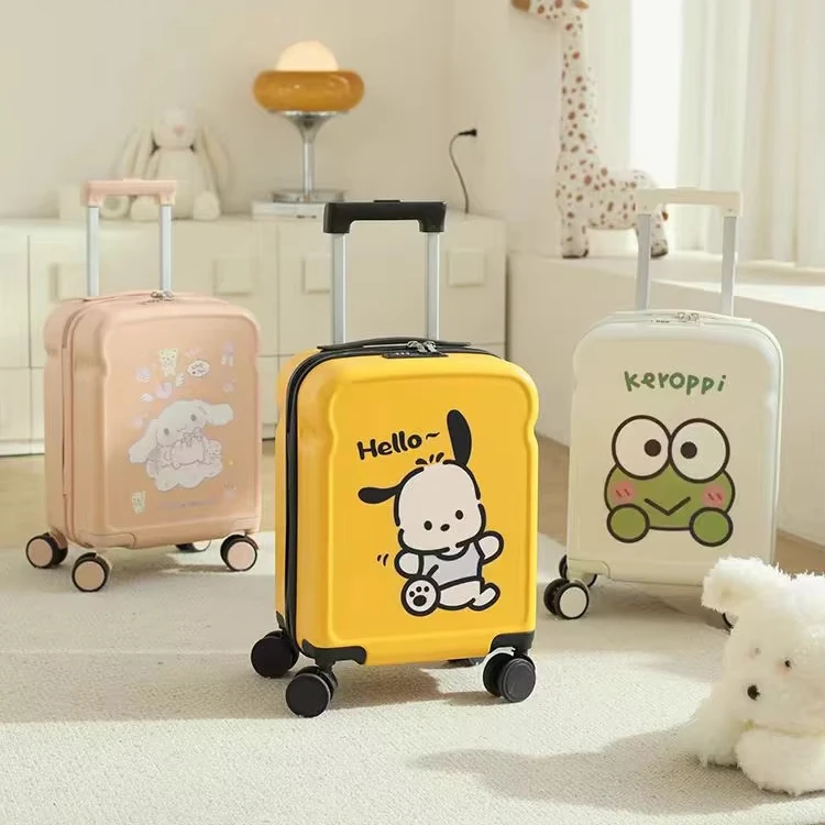 Sanrioed Kawaii Anime Suitcase Cinnamoroll Pochacco Kuromi Beautiful Cabin Luggage Trolley Bag Universal Wheel Spinner Caster
