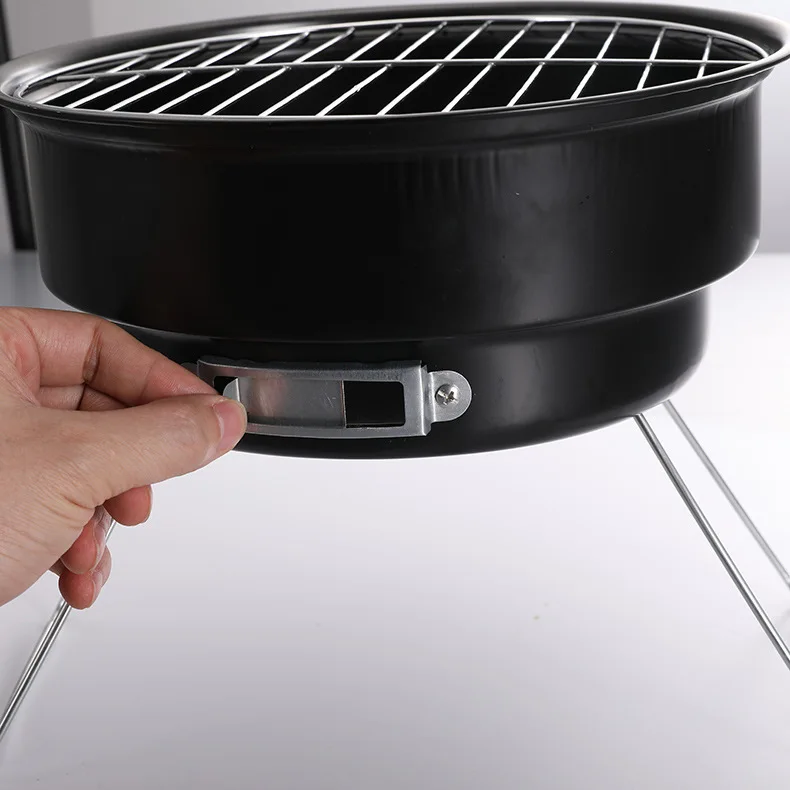 Portable Round Barbecue Outdoor Stainless Steel Barbecue Folding Ice Boiler BBQ Grill