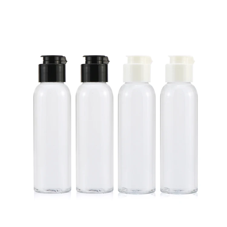 50ml 80ml 100ml 200ml 250ml 300ml 500ml Bullet Round Shape Transparent Squeeze Plastic Bottles with White Black Flip Disc Caps