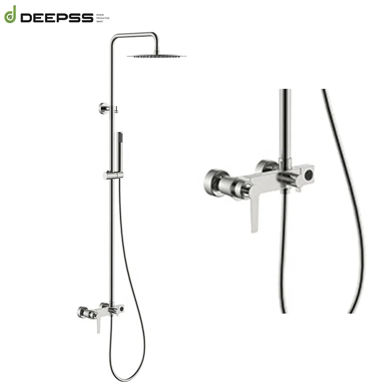Deepss European Style Brass Rainfall Thermostatic Bathroom Shower Waterfall Mixers Bath and Faucet Shower Set