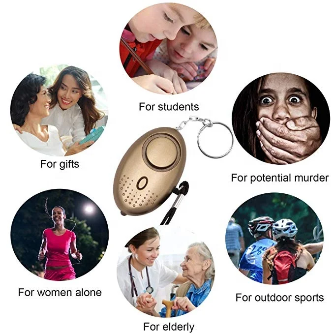 Mini Personal Alarm Flashlight Key Chain Pendant Flashlight USB Charging Self-defense Lighting Field Camping Outdoor Equipment