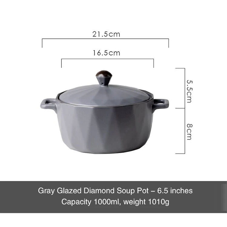 Нордическая керамическая суповая кастрюля с двумя ушками миска крышкой кастрюли для