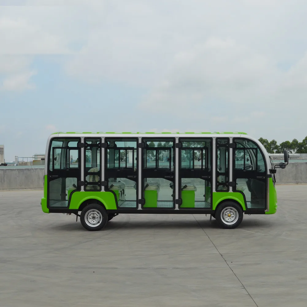 CE Approved 14 Seaters Electric Tour Bus Sightseeing Car With Glass Doors