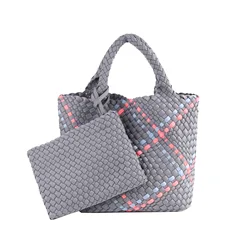 2021 Customization Women Hand Bags clutch Purses and Handbags handmade Woven neoprene tote bag Handbag set bucket bags