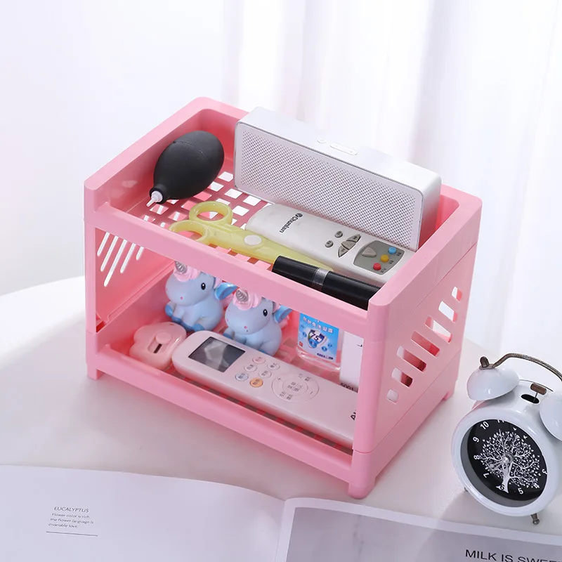 Ing Style Desktop Double-layer Plastic Storage Rack Office Stationery Cosmetics Storage Box Kitchen Bathroom Storage Rack