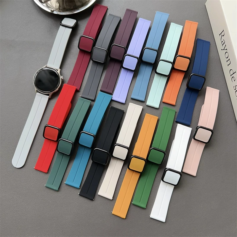 Magnetic Buckle Silicone Watch Bands 20mm 22mm width Replacement Straps for Samsung Galaxy Watch 6 5 classic 43mm 47mm