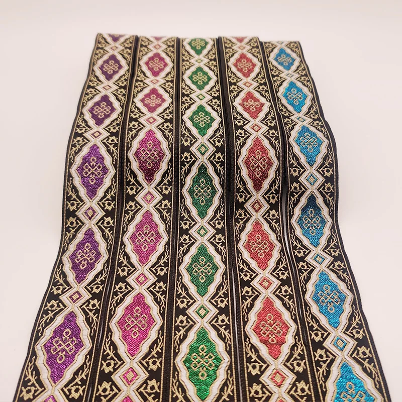 Top Quality Custom Logo 5 CM Garment Accessory Ethnic Style Fabric Strap Webbing Polyester Jacquard Webbing