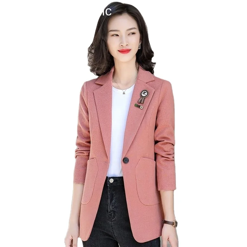 Apricot female spring and autumn 2022new temperament Korean version of high sense of small man casual Suit Jacket Women