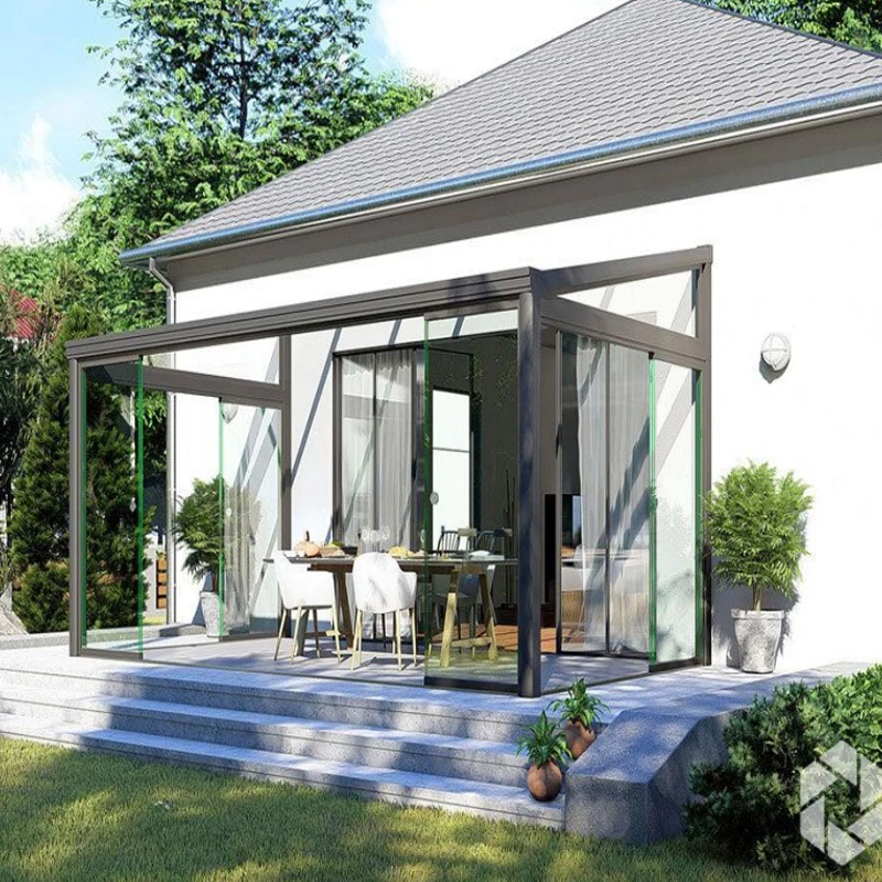 With Brand new high quality aluminum retractable pergola outdoor glass house 4 season veranda sunroom