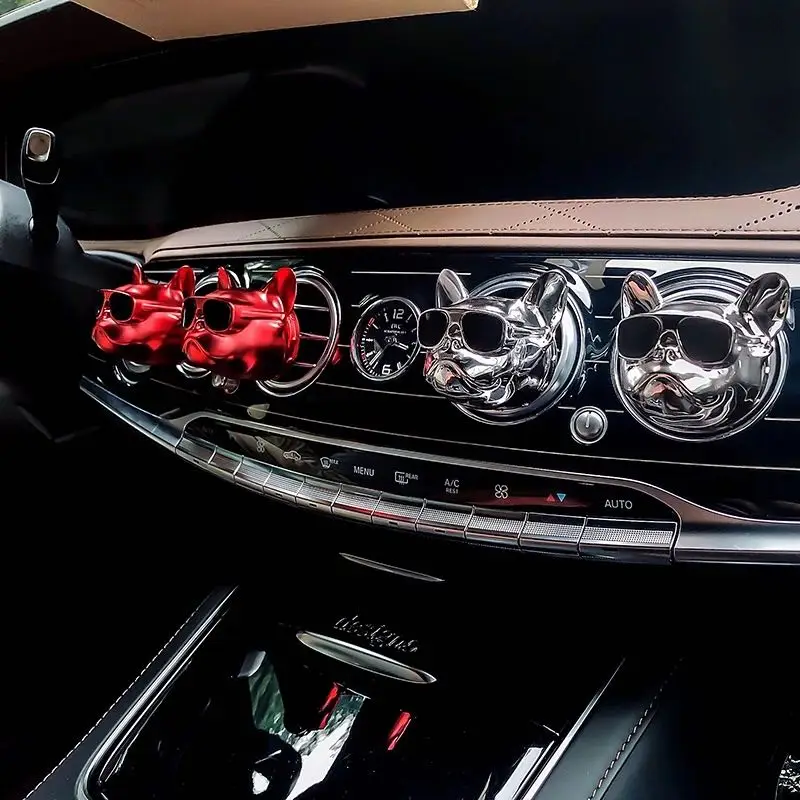 Car Dog Aromatherapy Gift Box Car Interiorair Outlet Diffuser Decoration Ornaments clip Bulldog Perfume Car Air Outlet Perfume