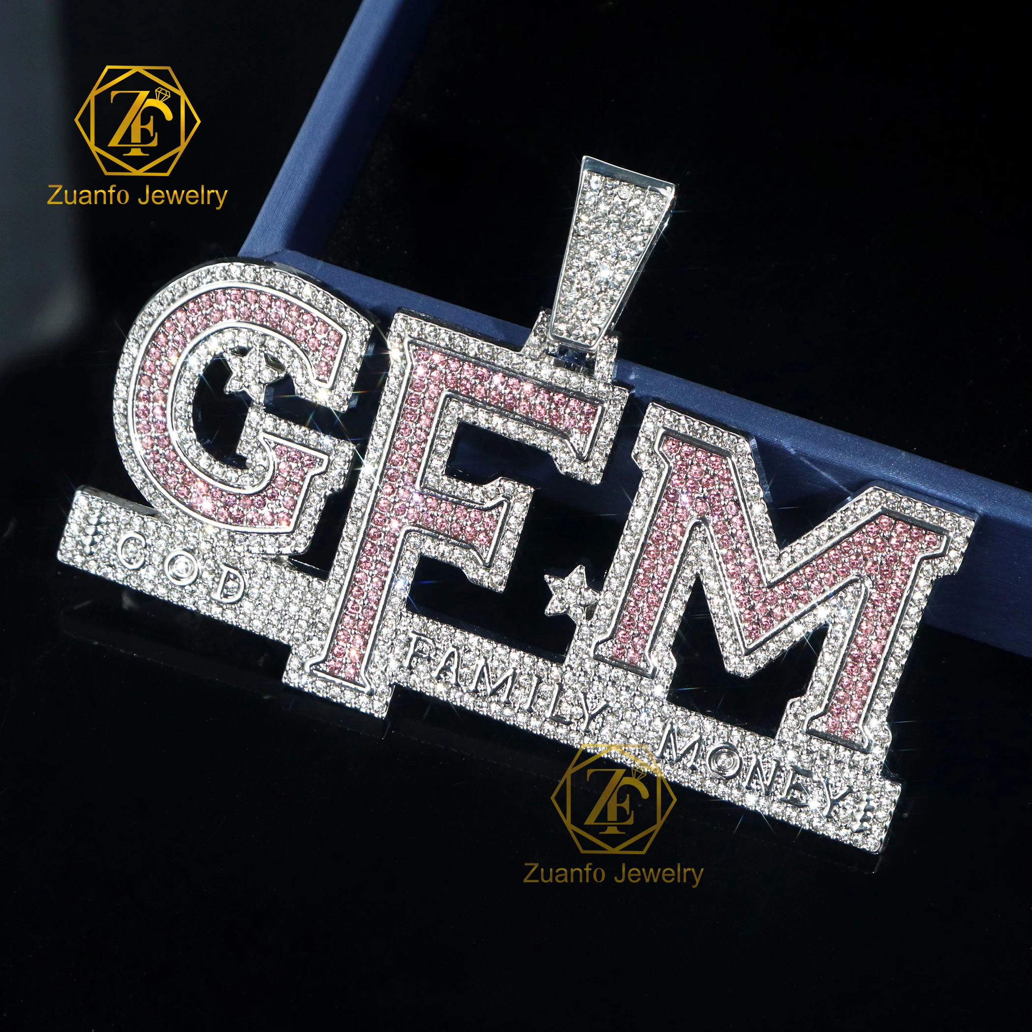 Custom Iced out Hip Hop Style Moissanite Letter Pendant 925 Sterling Silver Jewelry with Moissanite Pendant Charm